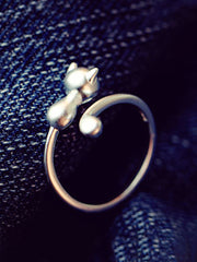 Long Tailed Cat Silver Ring