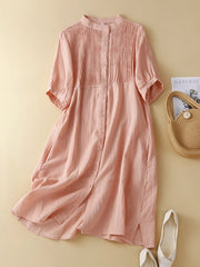 Artistic Retro Cotton Linen Pleated Dress