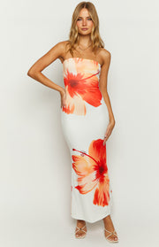 Arizona White Floral Print Maxi Dress