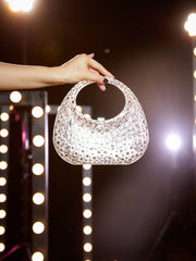 Asher Clear Embellished Bag In White