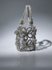 Chrysanthemum Crystal Flower Bag In Silver