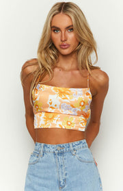 Ebony Orange Floral Crop Top