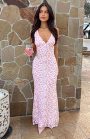 Farida Pink Lace Maxi Dress