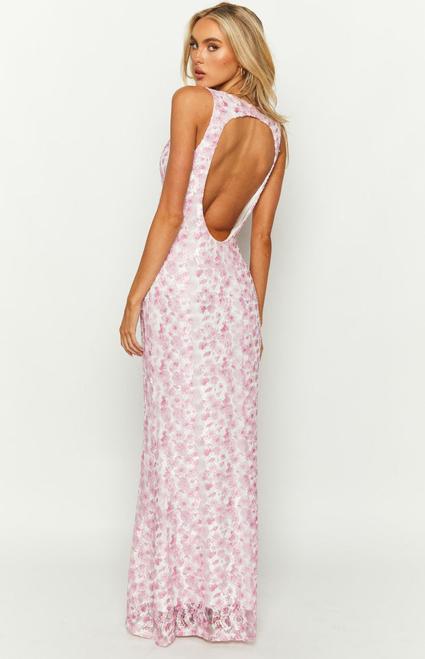 Farida Pink Lace Maxi Dress