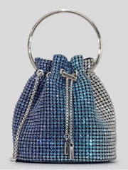 Frederica Rhinestone Bucket Bag In Blue