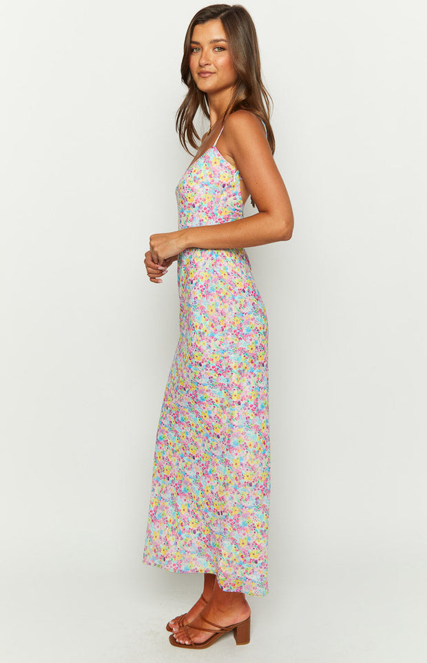 Good Days Painted Floral Pink Maxi Dress