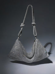 Jean Rhinestone Shoulder Bag In Silver