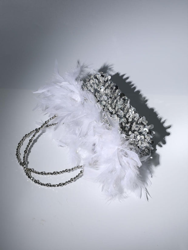 Martina Sequin Feather Shoulder Bag