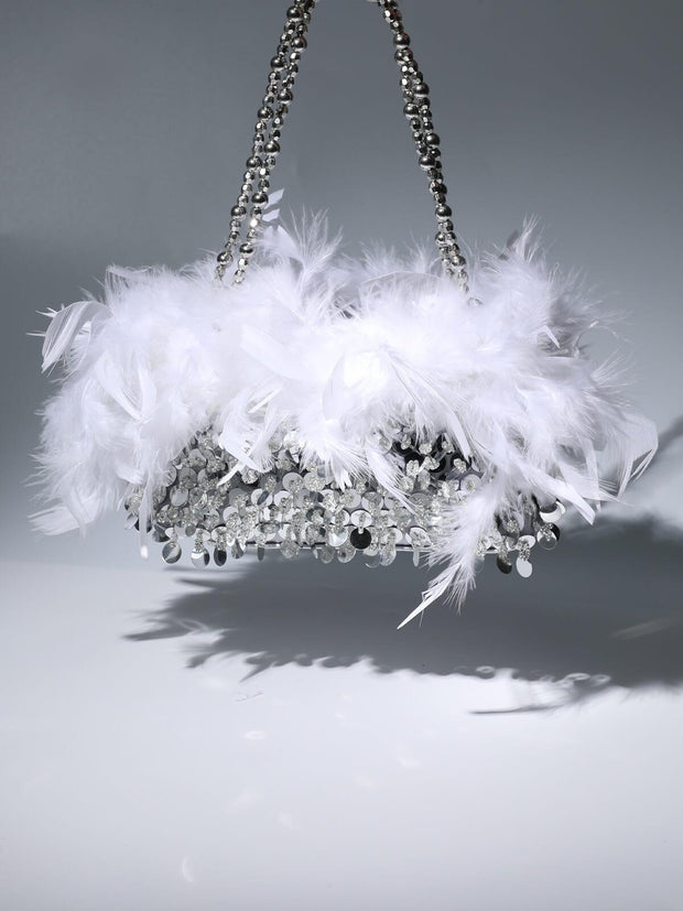 Martina Sequin Feather Shoulder Bag