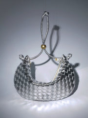 Midge Woven Drawstring Bag In Silver