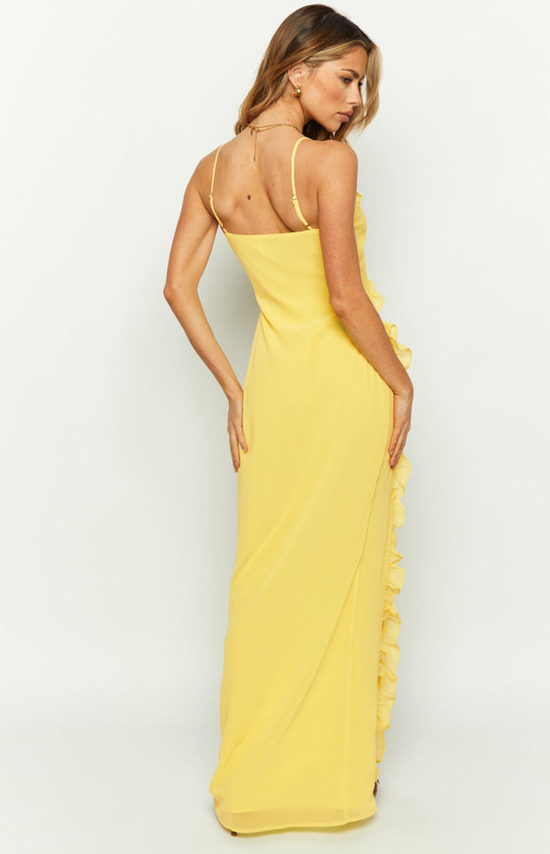 Nahanee Yellow Ruffle Maxi Dress