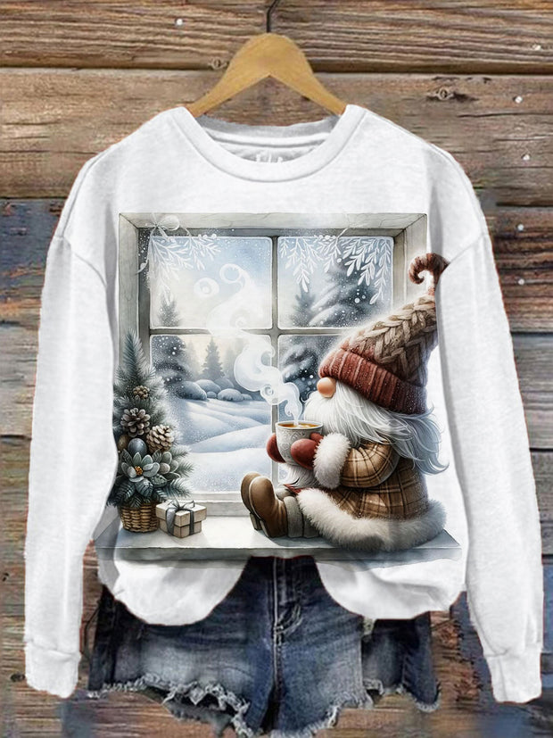 Women's Winter Gnome  Long Sleeve Casual Top