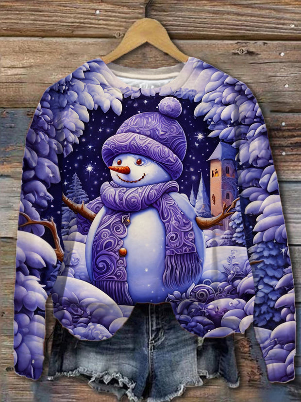 Purple Snowman Long Sleeve Top