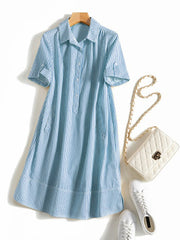 Fashion Casual Striped Shirt Dress