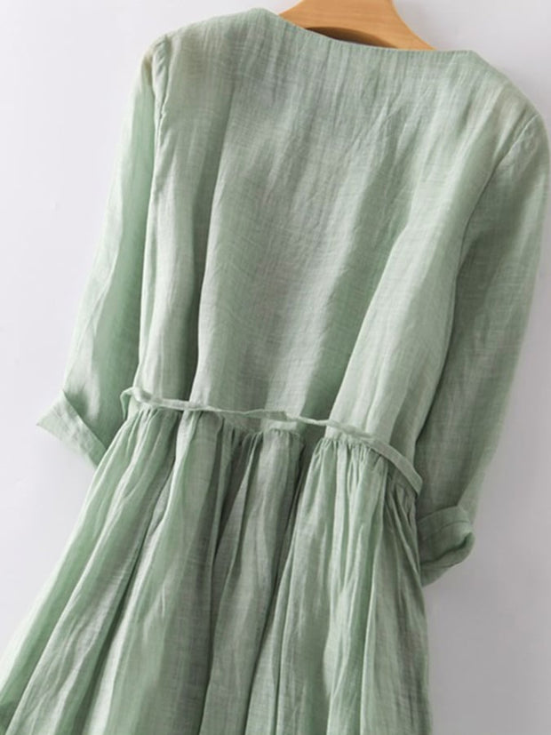 Cotton Linen Ruffle Dress