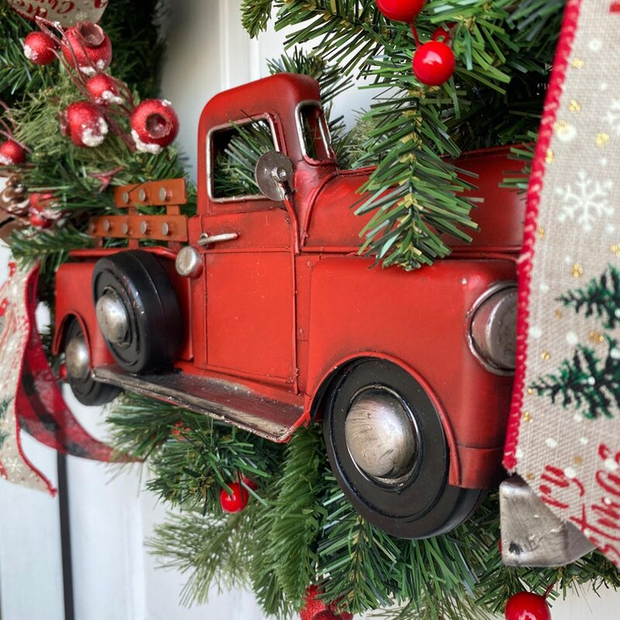 Red Truck Buffalo Plaid Christmas Wreath