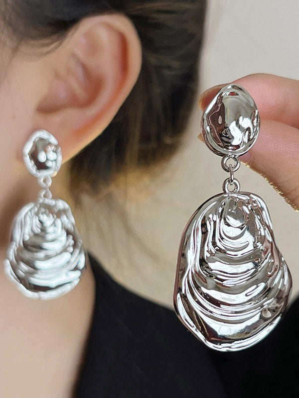 Geometric Pleated Solid Color Drop Earrings Earrings Accessories