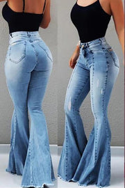 High Waist Ripped Slit Jeans