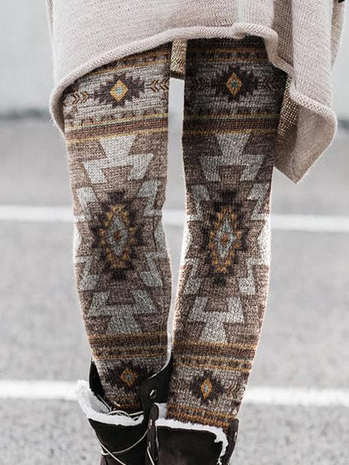 Ethnic elements cotton blend leggings