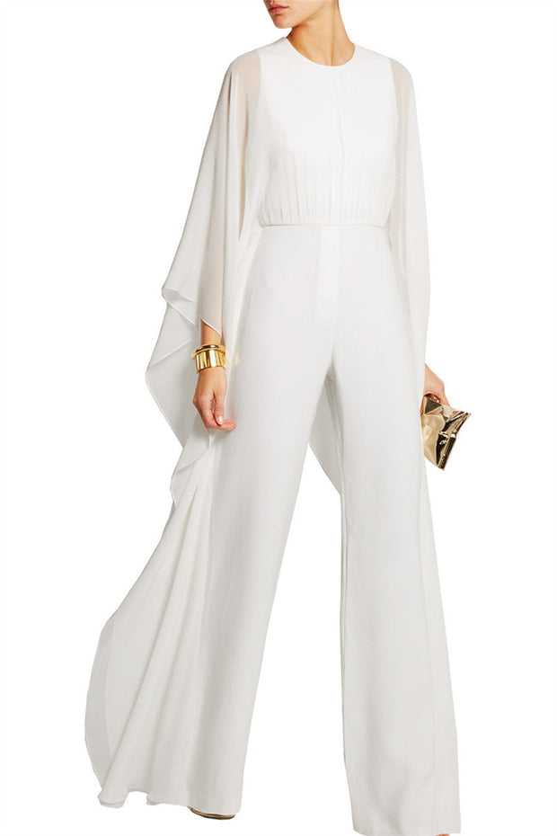 Chiffon Sheer Sleeve Leg Jumpsuit