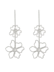 Flower Shape Hollow Solid Color Drop Earrings