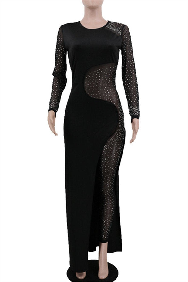 Rhinestone Net Yarn Splicing Jumpsuit