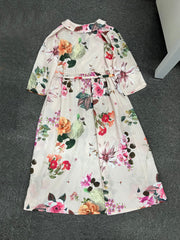 Women's Artistic Casual Lace-Up Loose Floral Print Dress