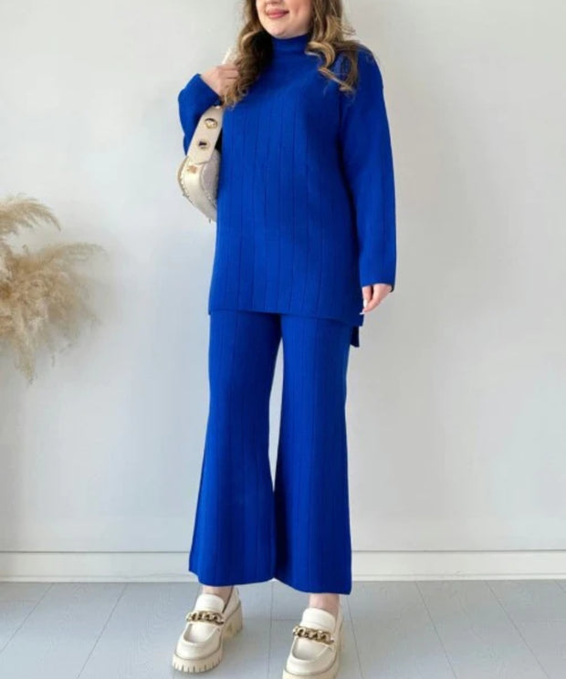 Casual Fashion Solid Color Sweater Two -piece Suit