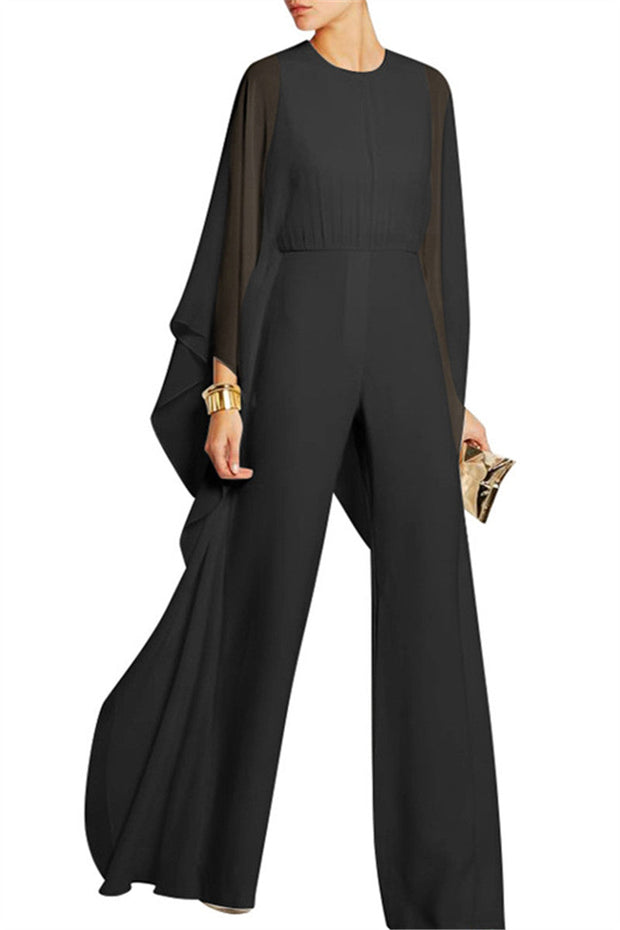 Chiffon Sheer Sleeve Leg Jumpsuit