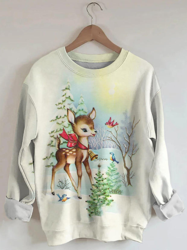 Deer And Bird Long Sleeve Top