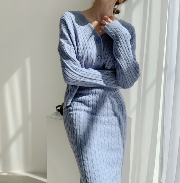 Temperament and personality knitted suit