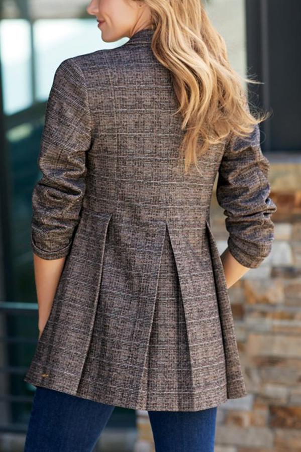 Classic Jacquard Box Pleat Plaid Jacket