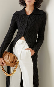 Chic Twist Jacquard Knitted Lapel Cardigan