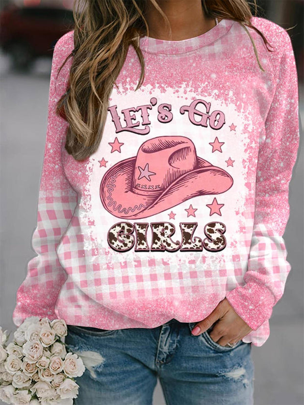 Lets Go Girls Print Crew Neck Top