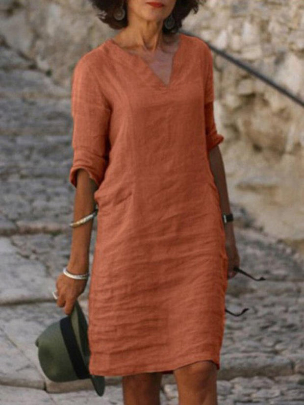 Basic Solid Color Casual Dress