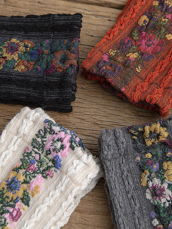 Vintage Floral Jacquard Cozy Socks