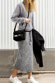 Sweater fleece skirt two-piece suit