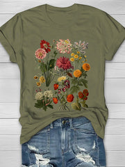 Vintage Garden Flowers Print Women's T-shirt