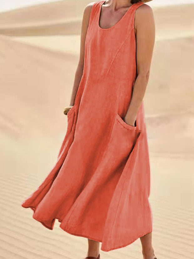 Loose Solid Color Sleeveless Tank Dress