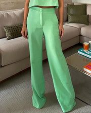 Casual Solid Color Vest & Pants Two-piece Set