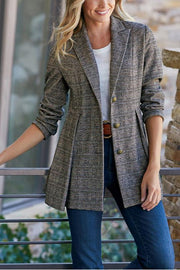 Classic Jacquard Box Pleat Plaid Jacket