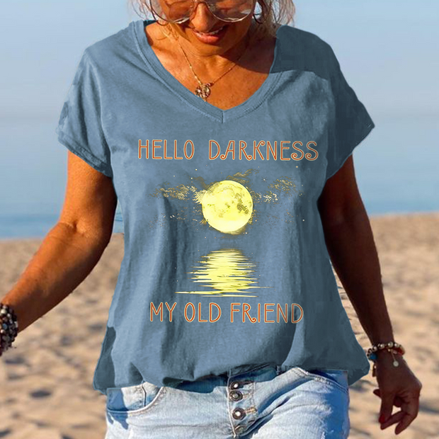 Hello Darkness My Old Friend Moonlight Printed Graphic Tees