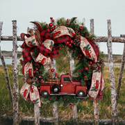 Red Truck Buffalo Plaid Christmas Wreath