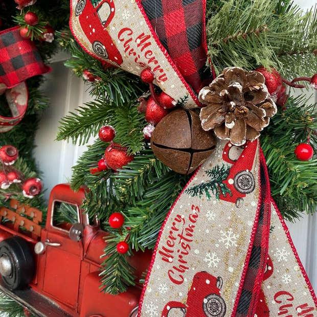 Red Truck Buffalo Plaid Christmas Wreath