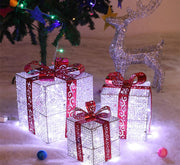 3PCS Christmas Decoration Gift Box - Christmas Tree Ornaments - Luminous Iron Art - Home Outdoor Decorations - Christmas Decorations