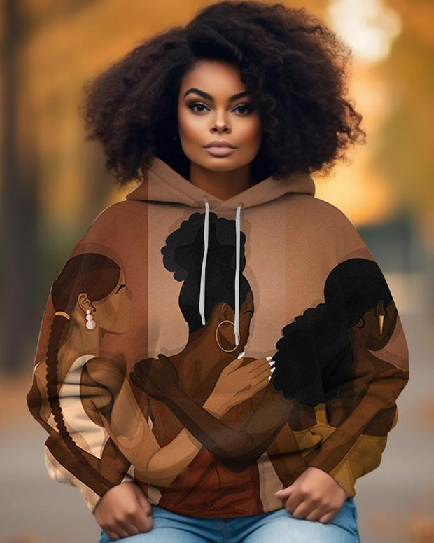 Black Girls Shoulder To Shoulder Printed Women's Hoodies