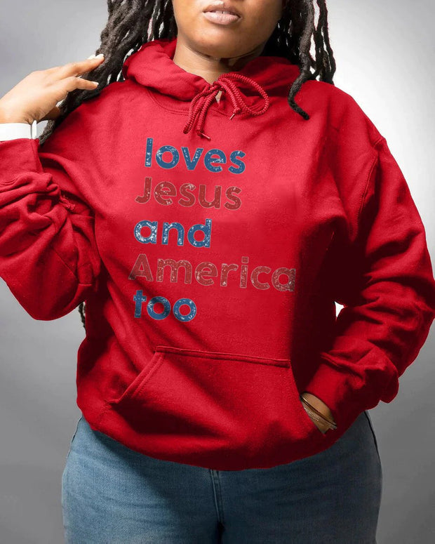 Loves Jesus And America Too Long Sleeve Hoodie