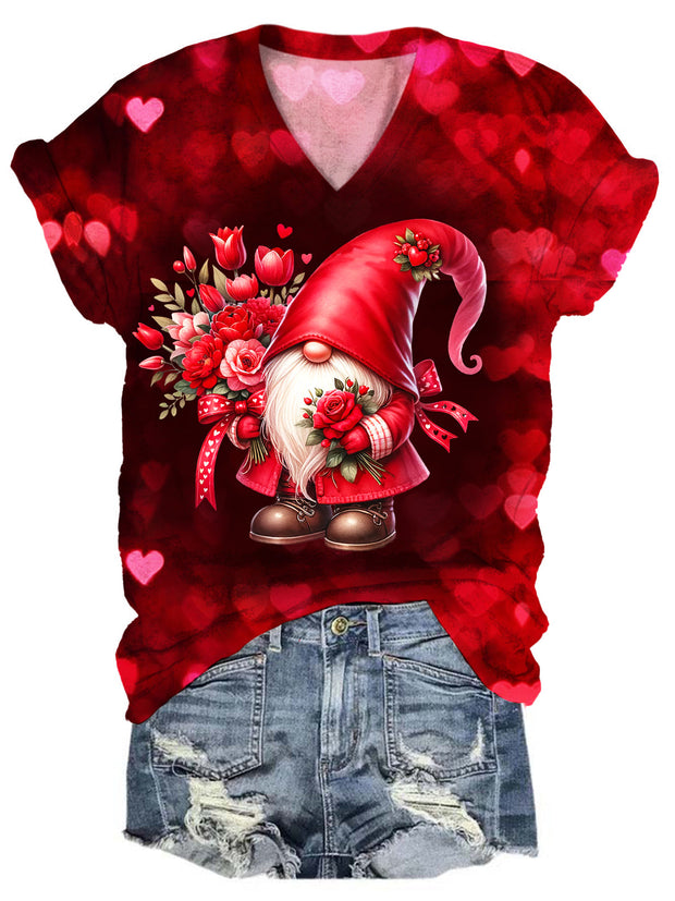 Rose Floral Gnome Print Top