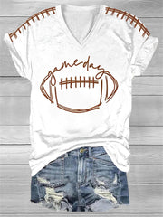 Women's Football Lover Gameday Casual V-Neck Tee