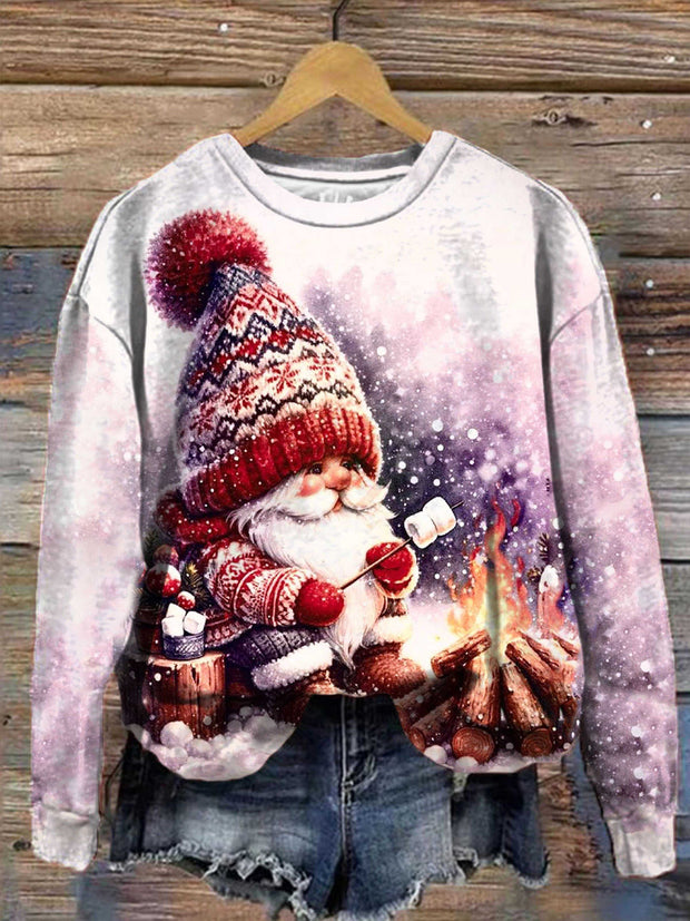 Winter Gnome Print Crew Neck Top